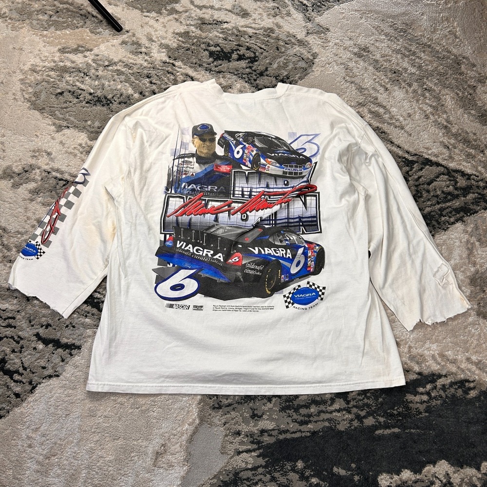 Gildan‎ T Shirt Mens 2XL White Ultra Cotton Racing Team Nascar Graphic Y2k